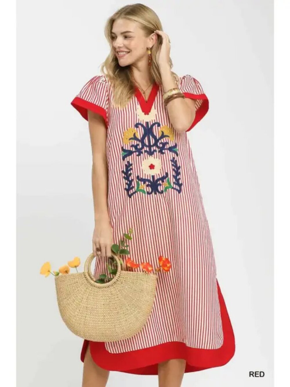 Embroidered Stripe Dress NEW